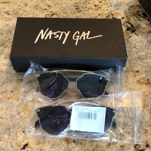 New Nasty Gal 2 pairs of Black and Gold Sunglassea